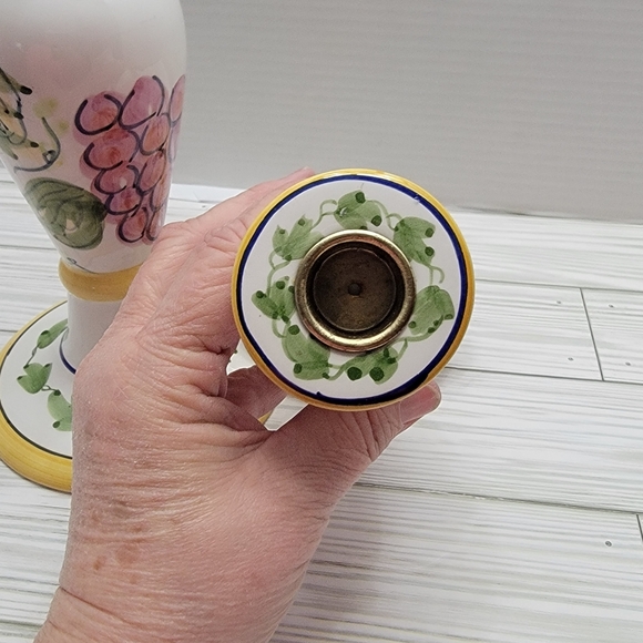 Ganz Casa Bella Candle Holders Ceramic 1-6", 1-10" Grapes Ivy Tuscan - Picture 6 of 14